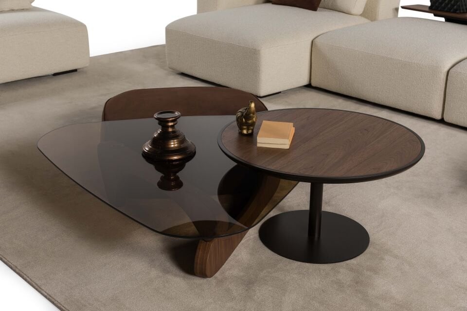 Oslo Yuvarlak Ceviz Sehpa